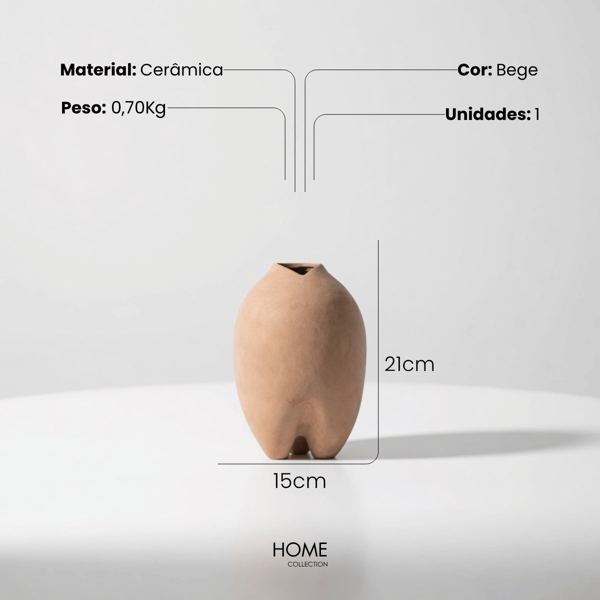 Vaso Gota Bege 21cm