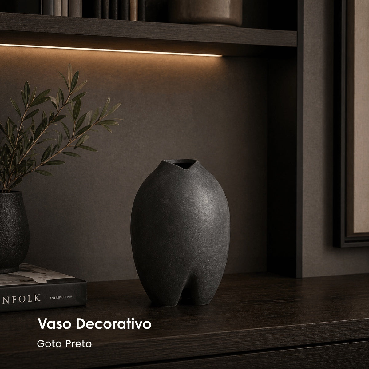 Vaso Gota Preto 21cm