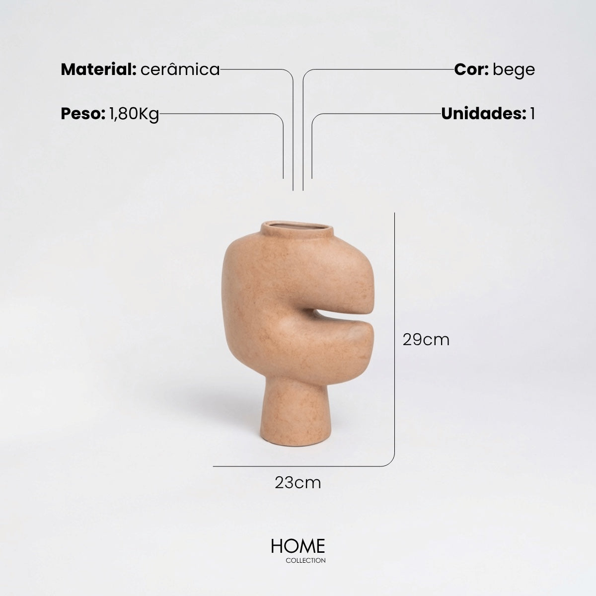 Vaso Fenda Bege 29cm