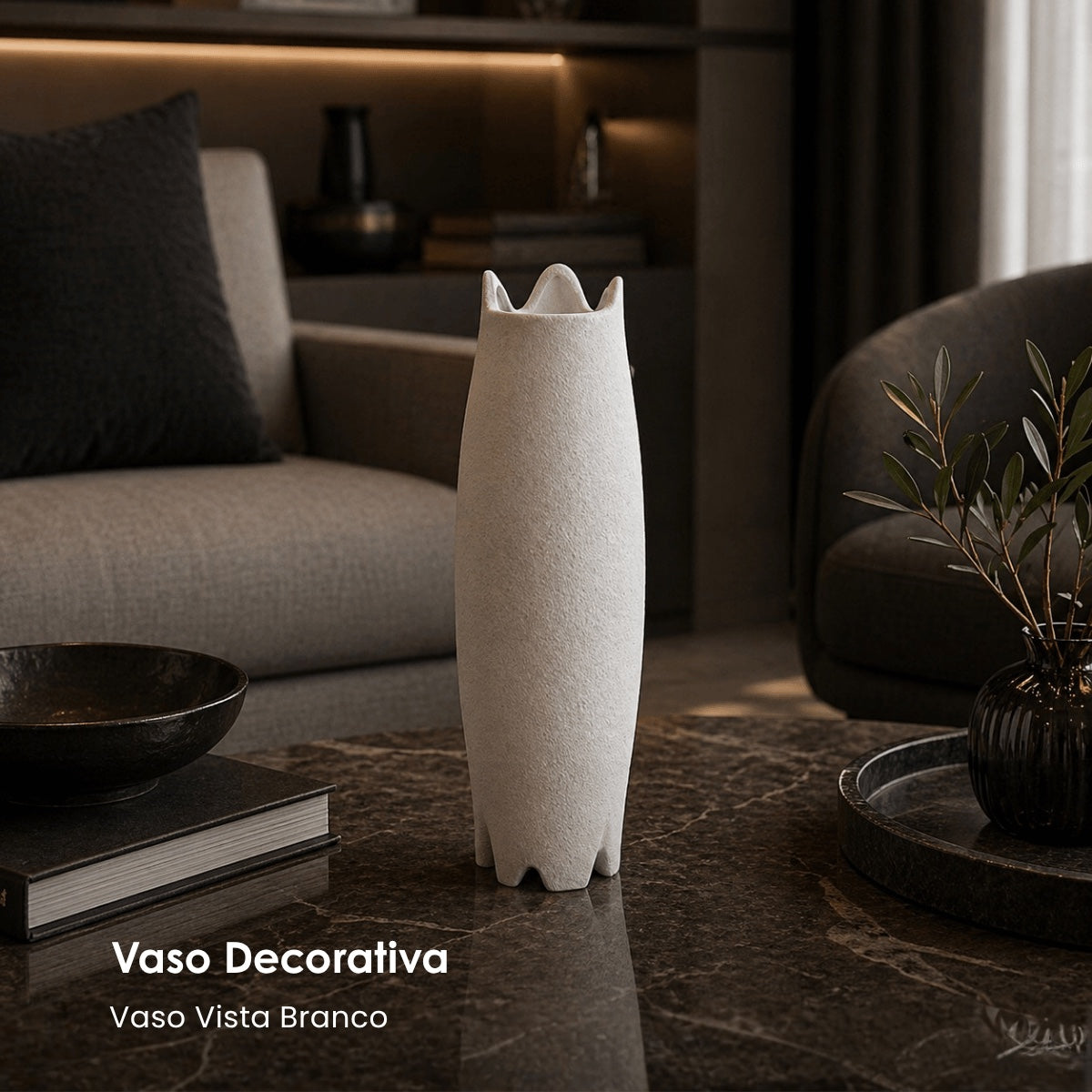 Vaso Vista Branco Areia 31cm