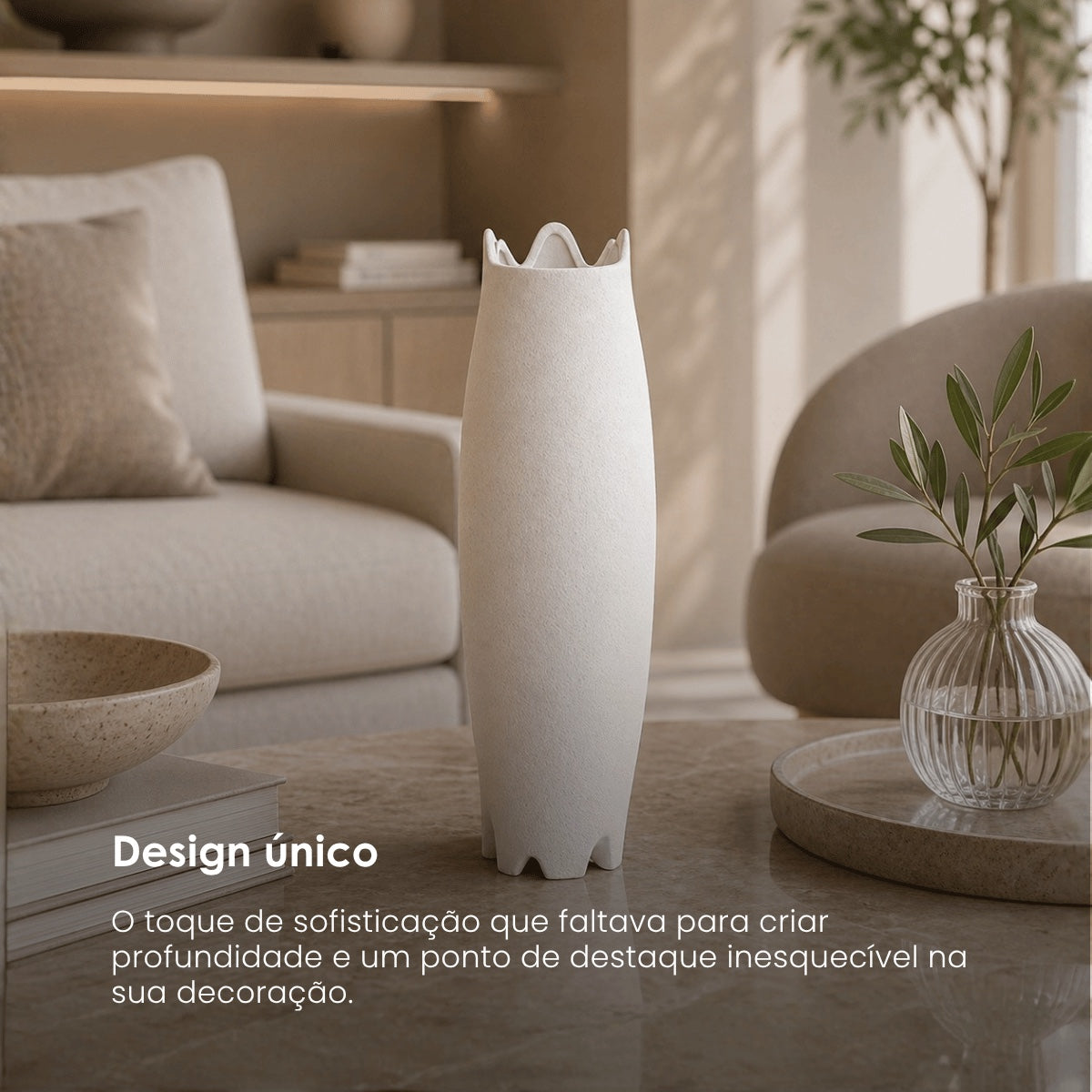 Vaso Vista Branco Areia 31cm