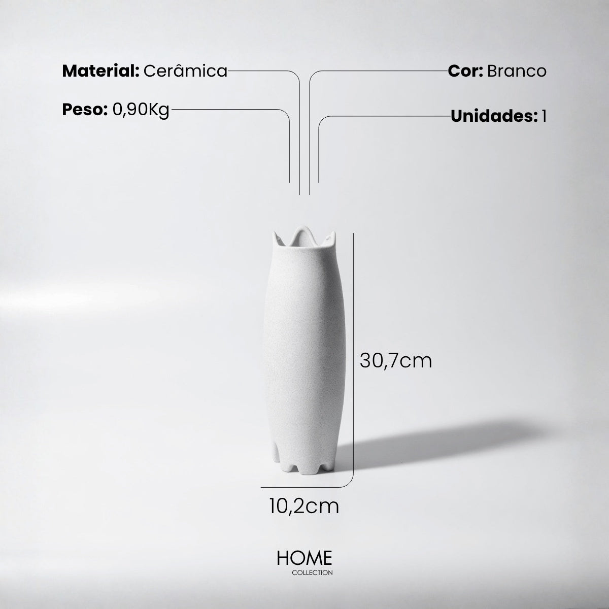 Vaso Vista Branco Areia 31cm