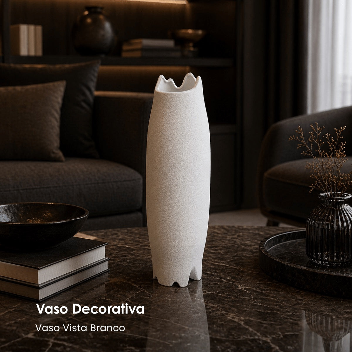 Vaso Vista Branco Areia 41cm