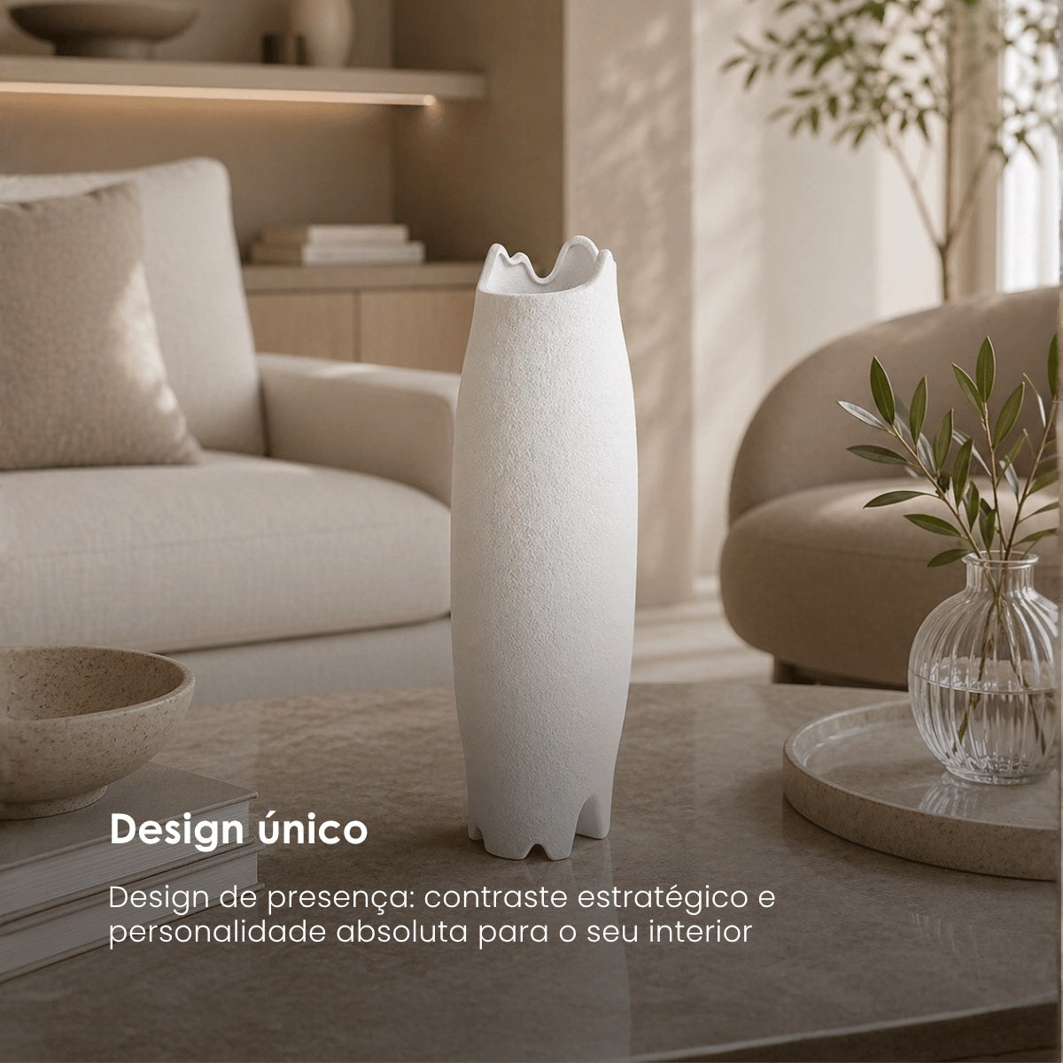 Vaso Vista Branco Areia 41cm
