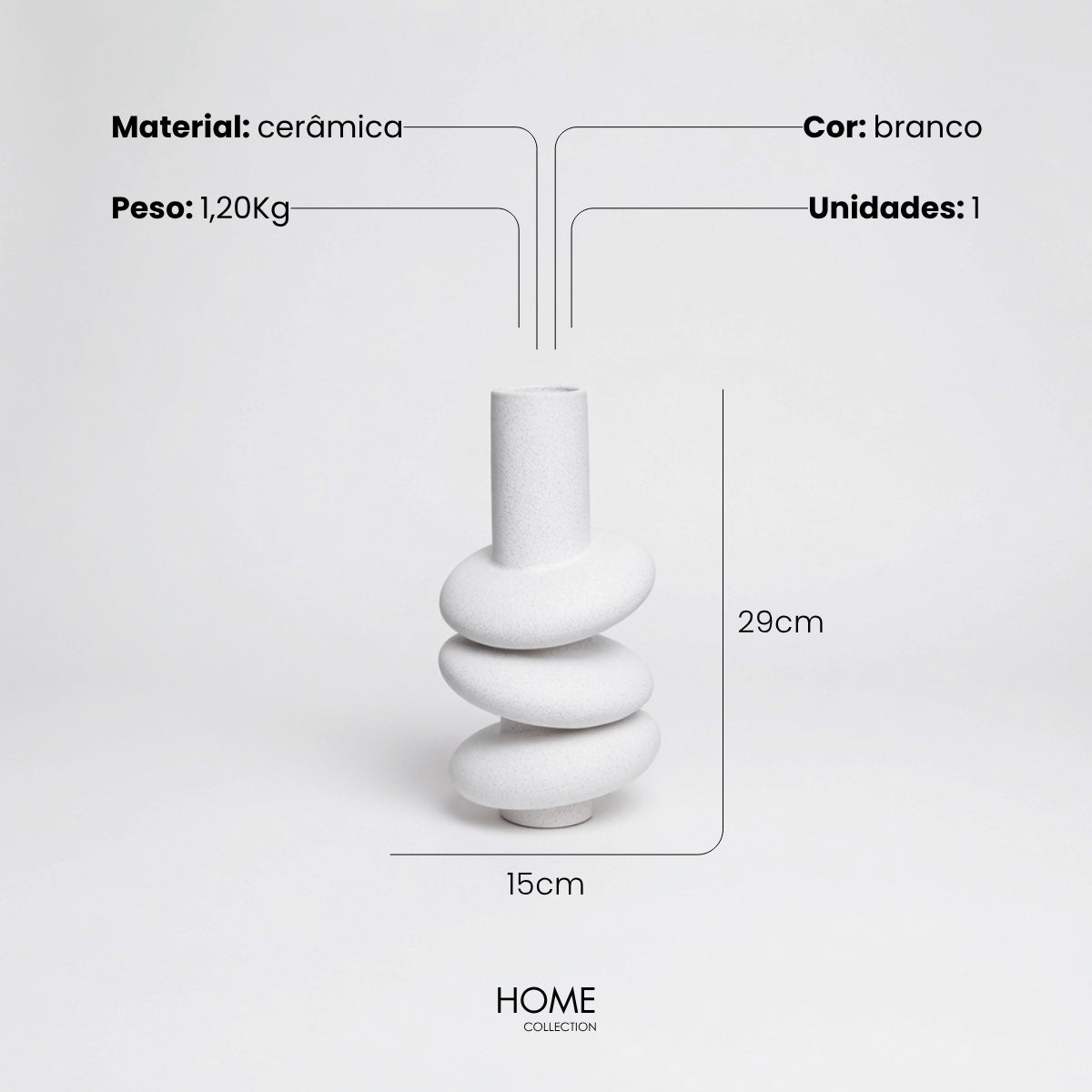 Vaso Espiral Branco Areia 29cm