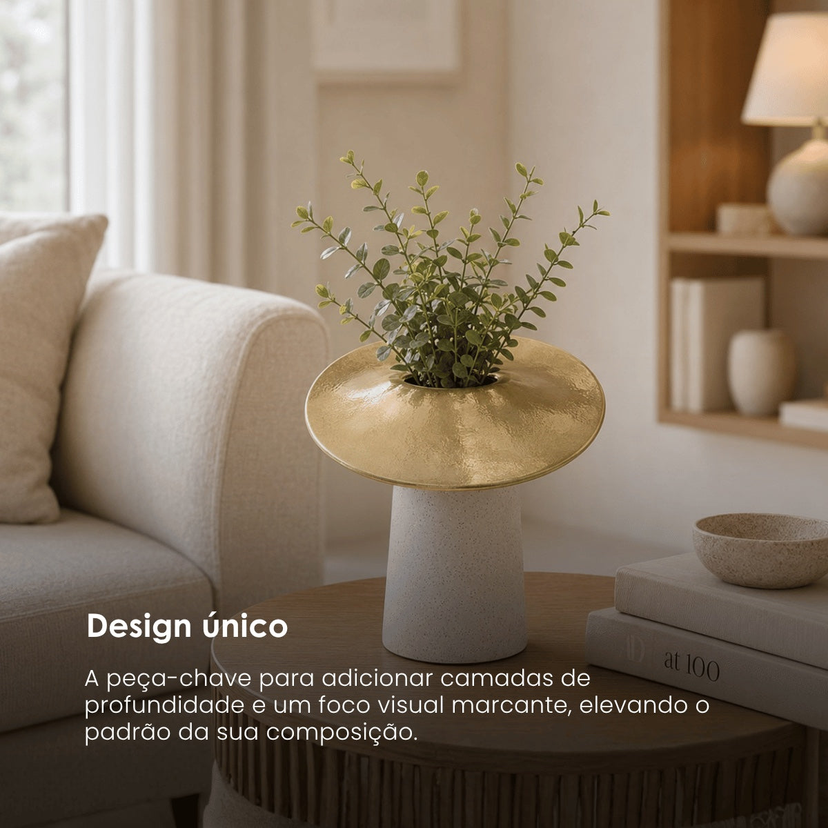 Vaso Chapeu Dourado 29cm