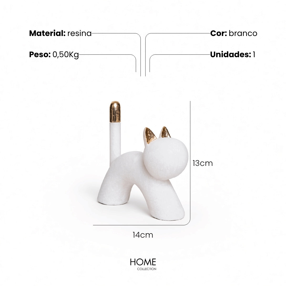 Escultura Gato Em Quartzo 13cm