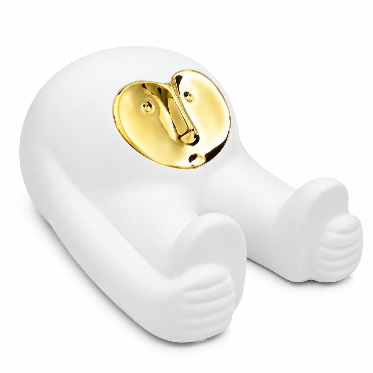 Escultura Max Alongando Branco/dourado 23cm