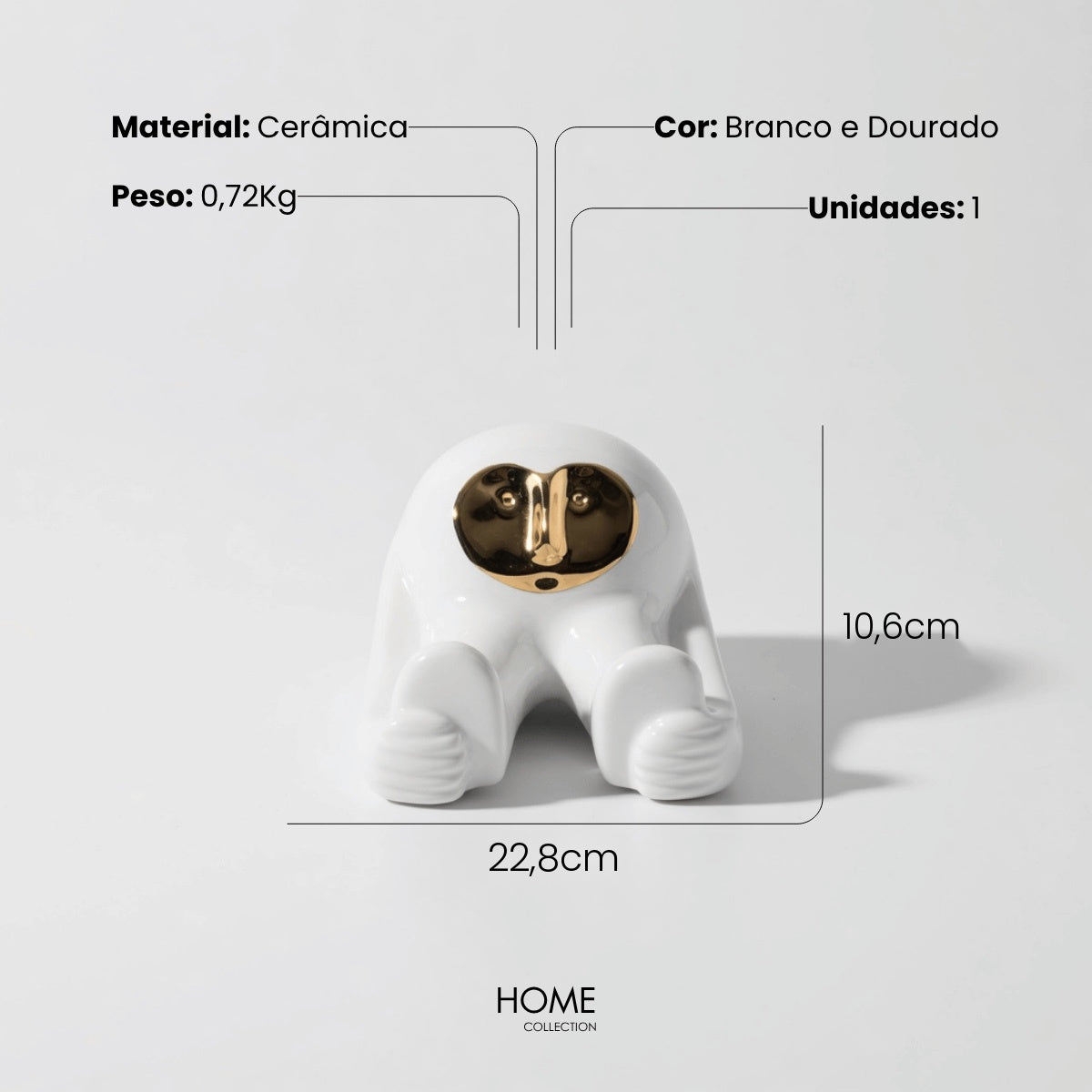 Escultura Max Alongando Branco/dourado 23cm