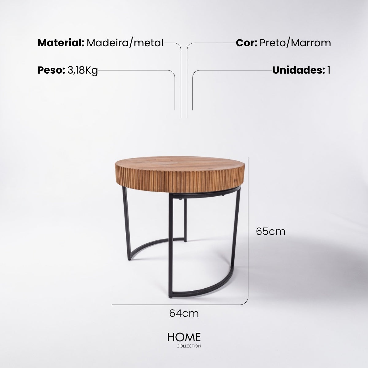 Mesa Lateral Vintage 64x65cm