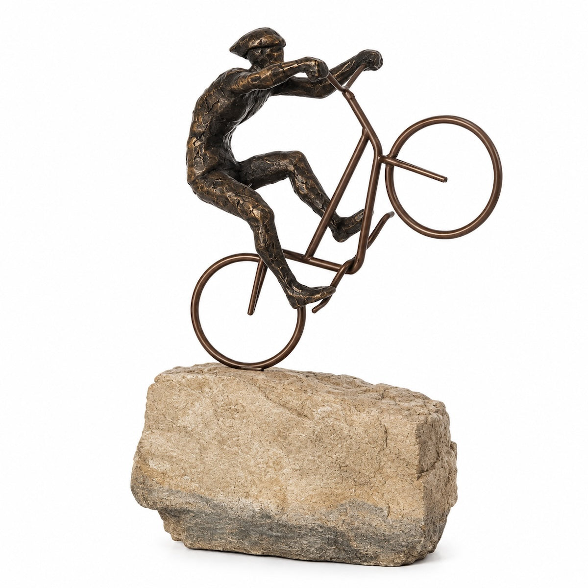 Escultura Ciclista Na Pedra 23x33cm
