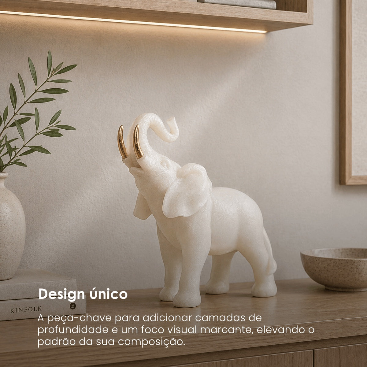 Escultura Elefante Tromba Erguida Em Quartzo 27cm