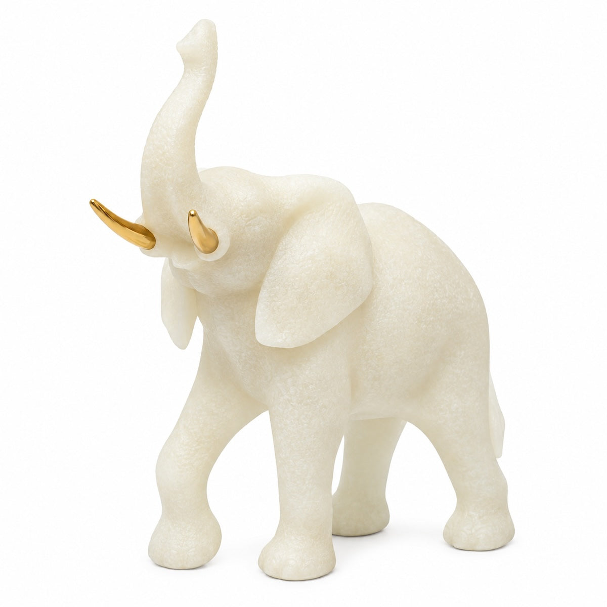 Escultura Elefante Tromba Erguida Em Quartzo 20cm