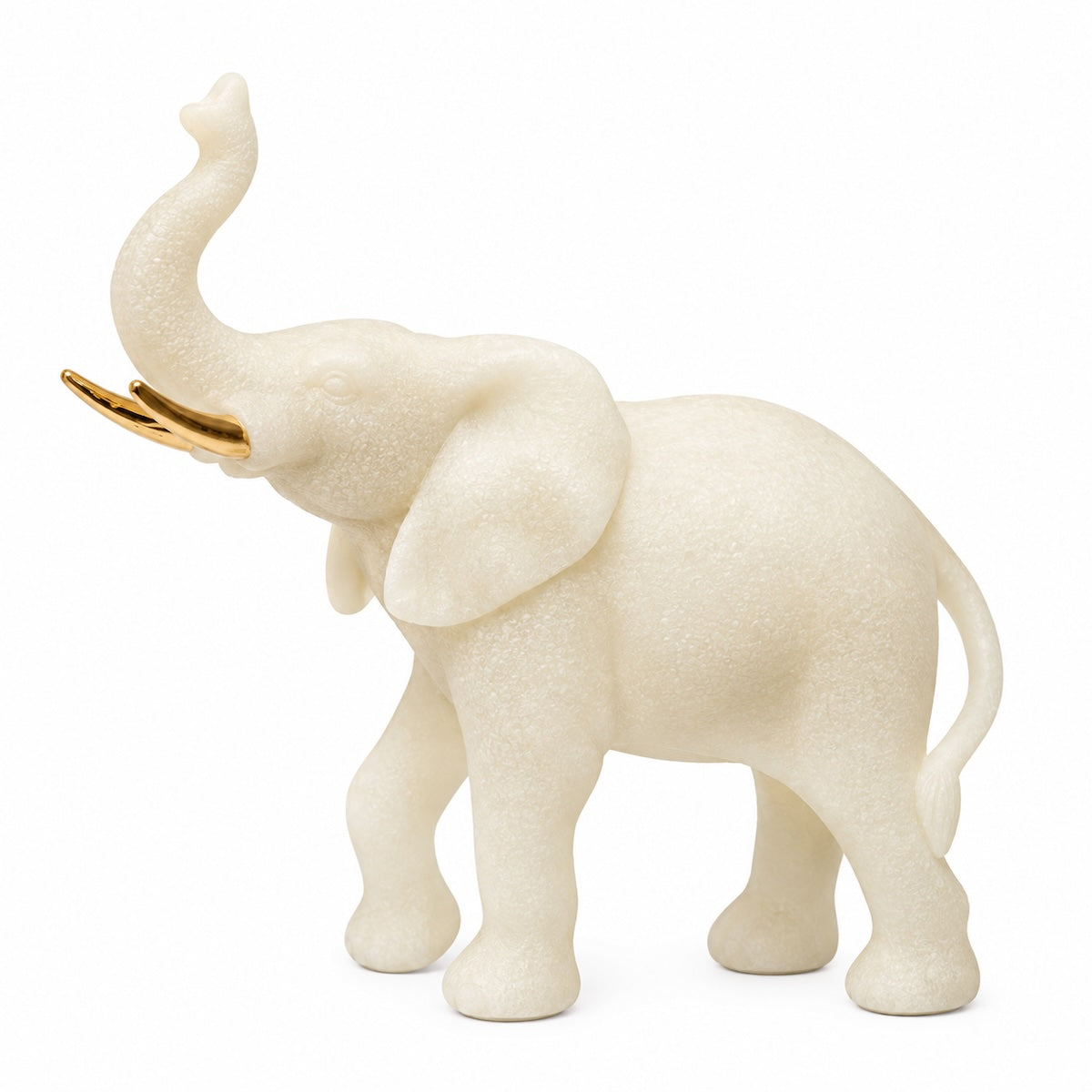 Escultura Elefante Tromba Erguida Em Quartzo 20cm