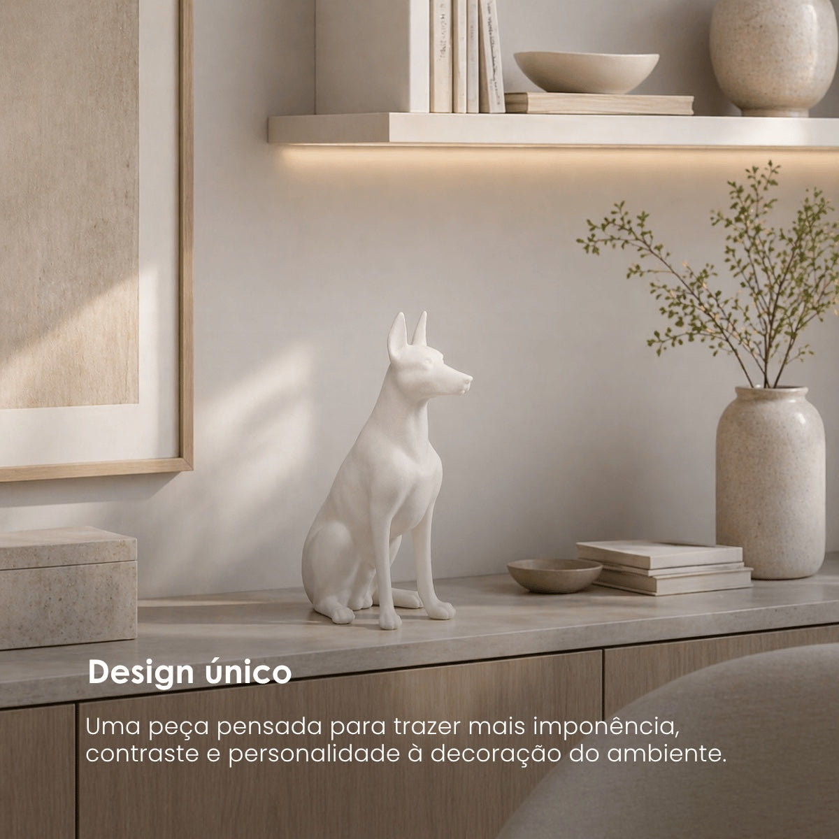 Escultura Doberman Em Quartzo 37cm