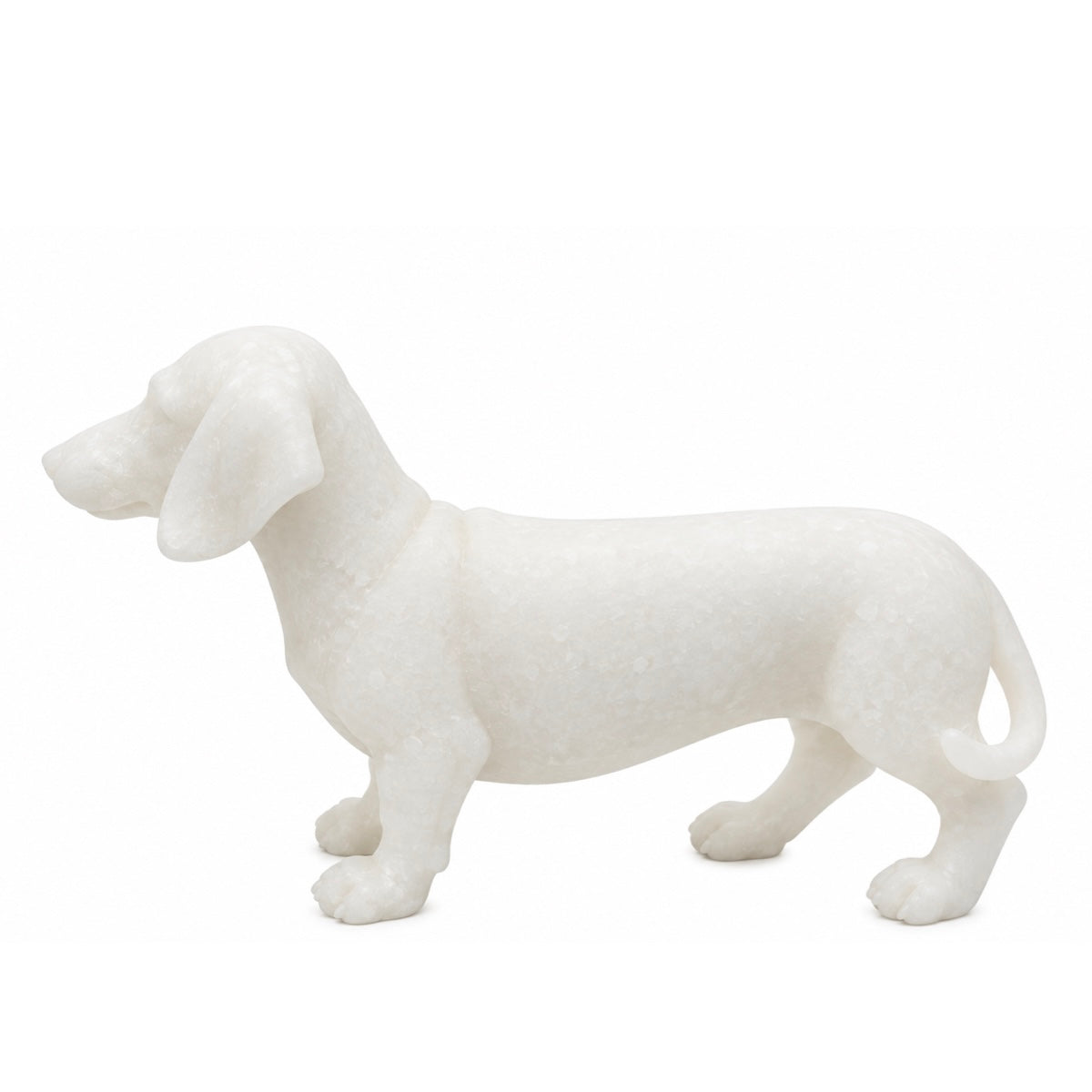 Escultura Cachorro Salsicha Em Quartzo 24Cm