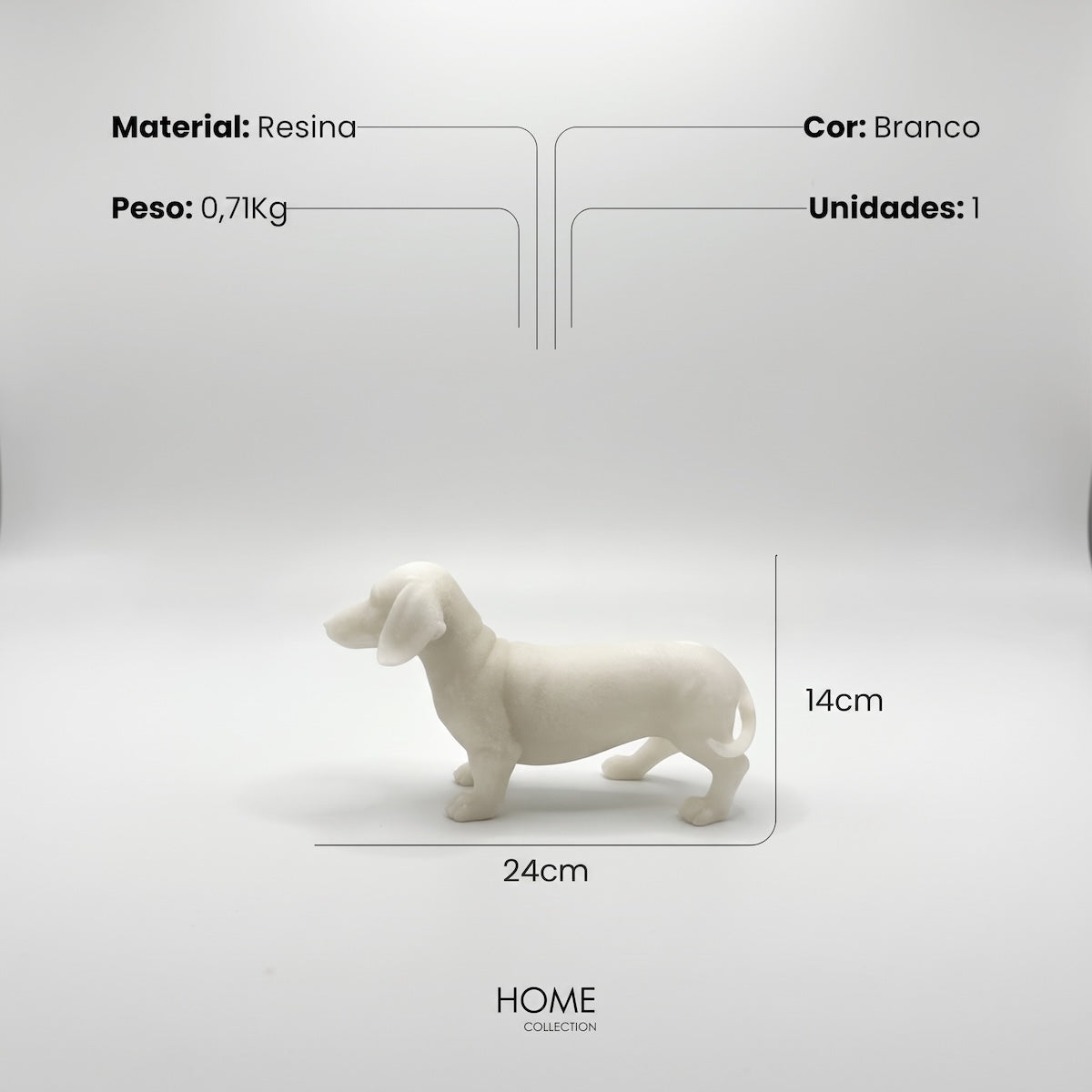 Escultura Cachorro Salsicha Em Quartzo 24Cm