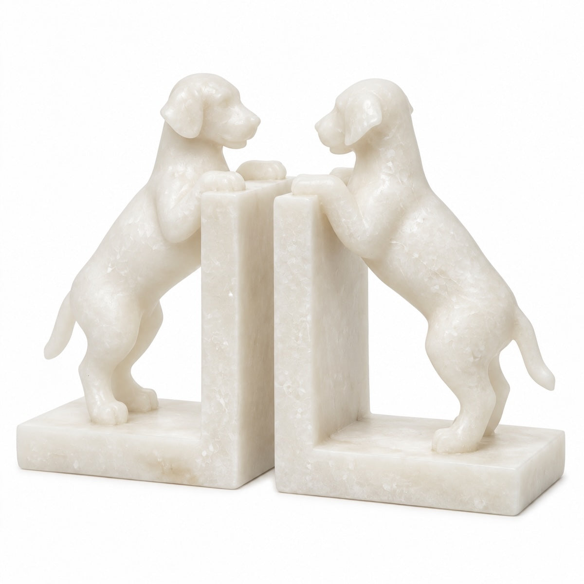 Jg. Porta Livros Labradores Em Quartzo 21cm