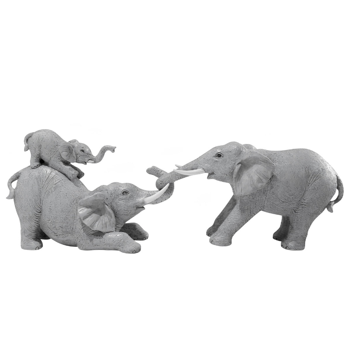 Escultura Elefantes Brincando 49X18Cm