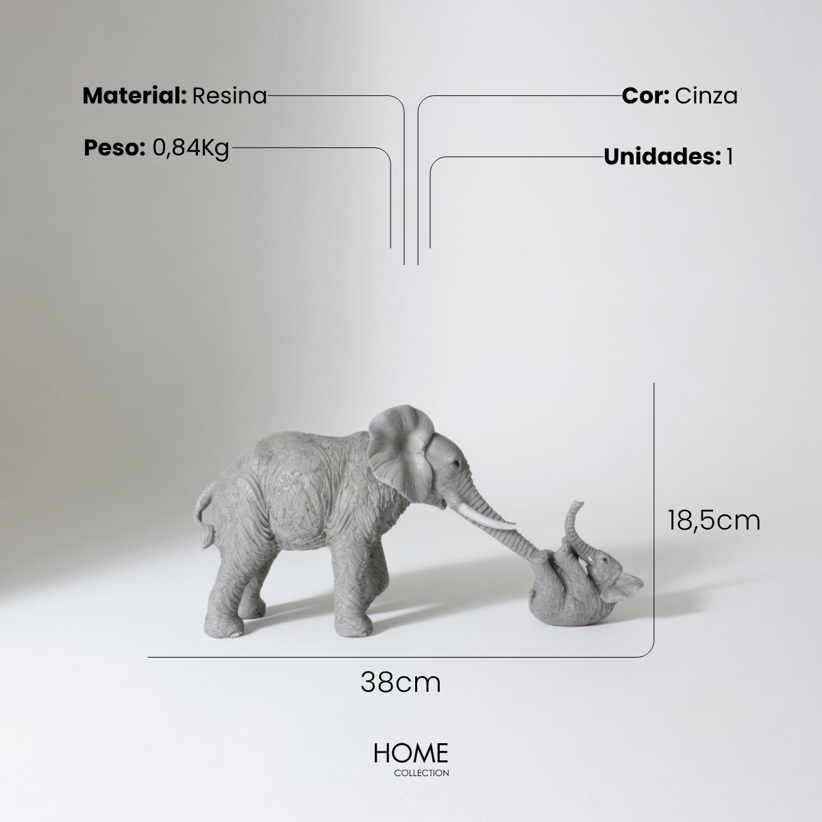 Escultura Elefante Brincando C/ Filho 19cm