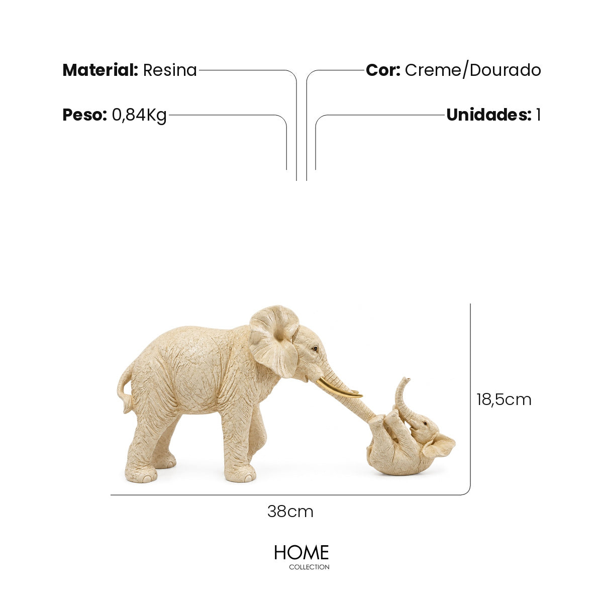 Escultura Elefante Brincando C/ Filho 19cm
